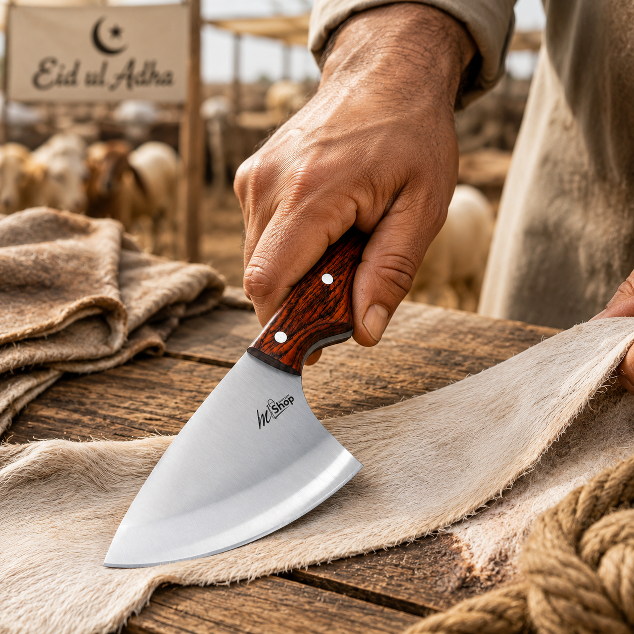 4 inch stainless steel skinner knife with colourwood handle for qurbani and skinning