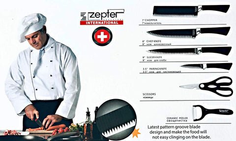 6 Pcs Non Stick Kitchen Knife Set – Super Sharp High Carbon Steel Knives with Scissors - Image 5