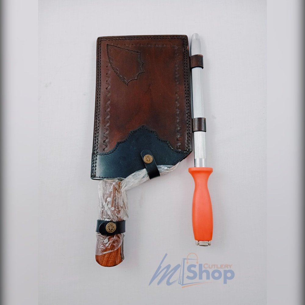 Daska Kamani Steel Toka Original Spring Steel with Honing Sharpening Rod and Leather Cover Mughal Cutlery Shop Wazirabad (2)