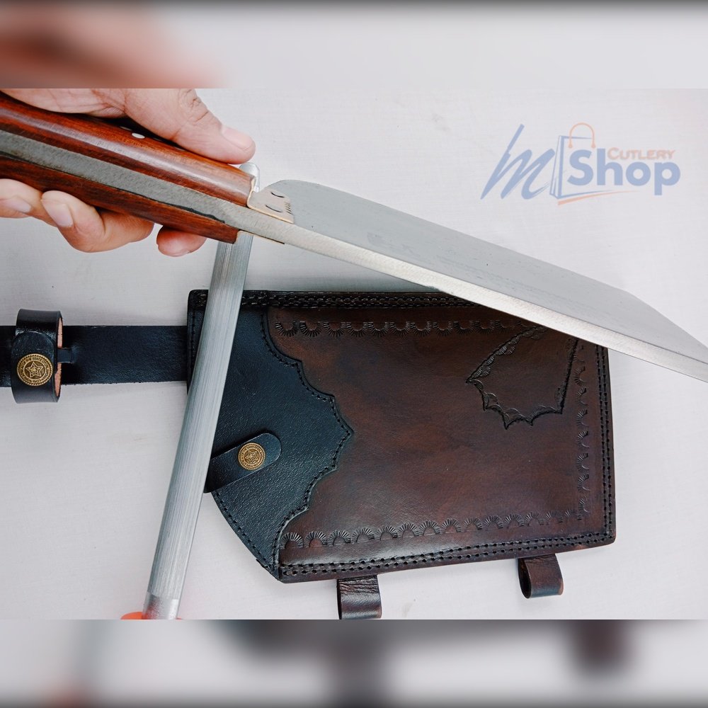 Daska Kamani Steel Toka Original Spring Steel with Honing Sharpening Rod and Leather Cover Mughal Cutlery Shop Wazirabad (4)